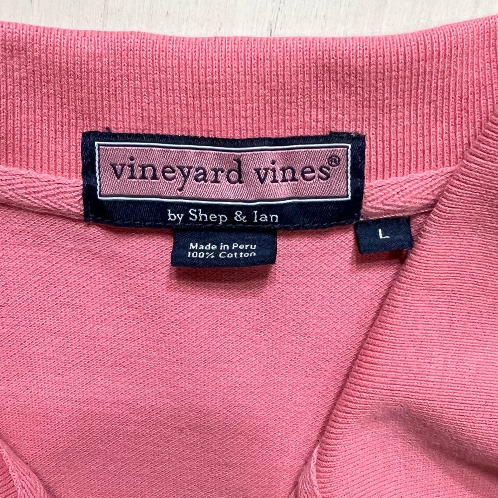 SOLD-Vineyard Vines Mens Collared Short Sleeve Pink Pullover Pique Polo Shirt - Picture 5 of 6
